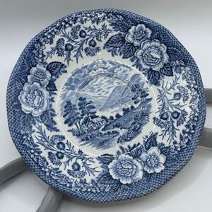 Royal Warwick Lochs of Scotland Loch Duich Blue Transferware Saucer England